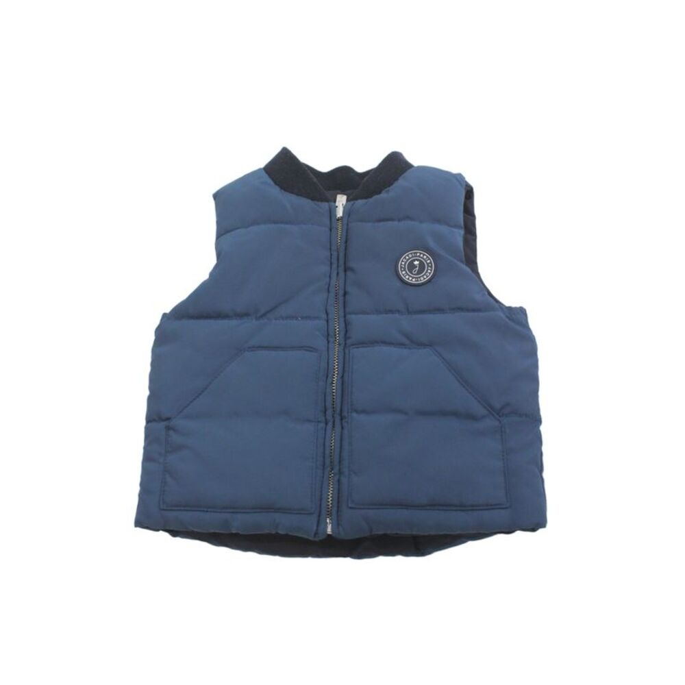 Jacadi Boys Front Zip Crew Neck Quilted Reversible Vest Jacket Blue Size 12M